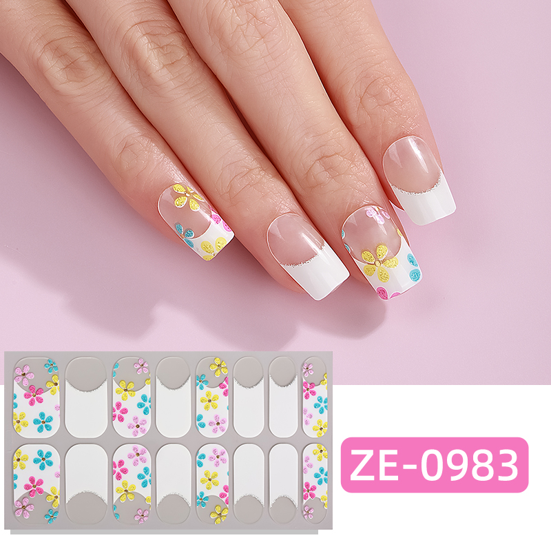 Full Cover Adhesive - 16 قطعة من شرائط طلاء الأظافر