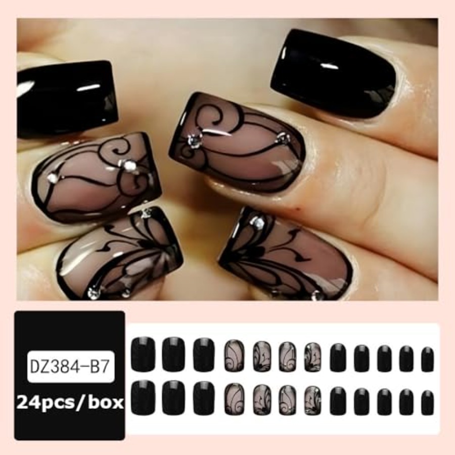 أظافر صناعية قصيرة مربعة الشكل - مراجعة Full Cover Adhesive وسعره